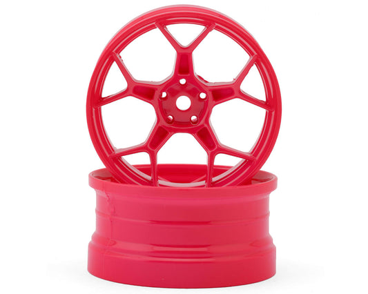 DS Racing Feathery Split Spoke Drift Wheels (Flu Pink) (2) (8mm Offset)