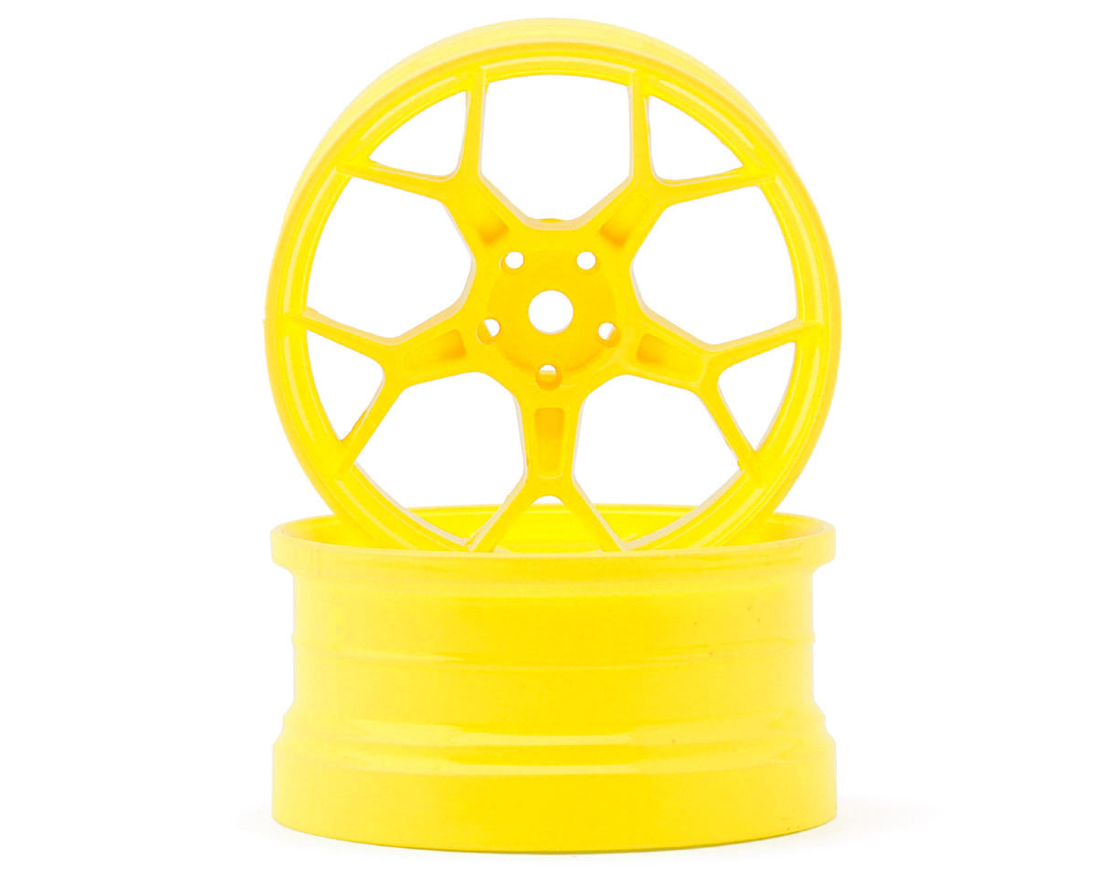 DS Racing Feathery Split Spoke Drift Wheels (Flu Yellow) (2) (8mm Offset)