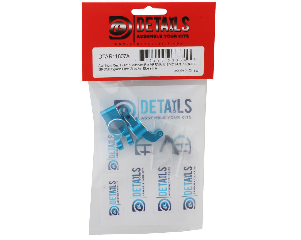 Hobby Details Arrma® Mojave/Granite™ Grom Aluminum Rear Hub (Blue) (2)
