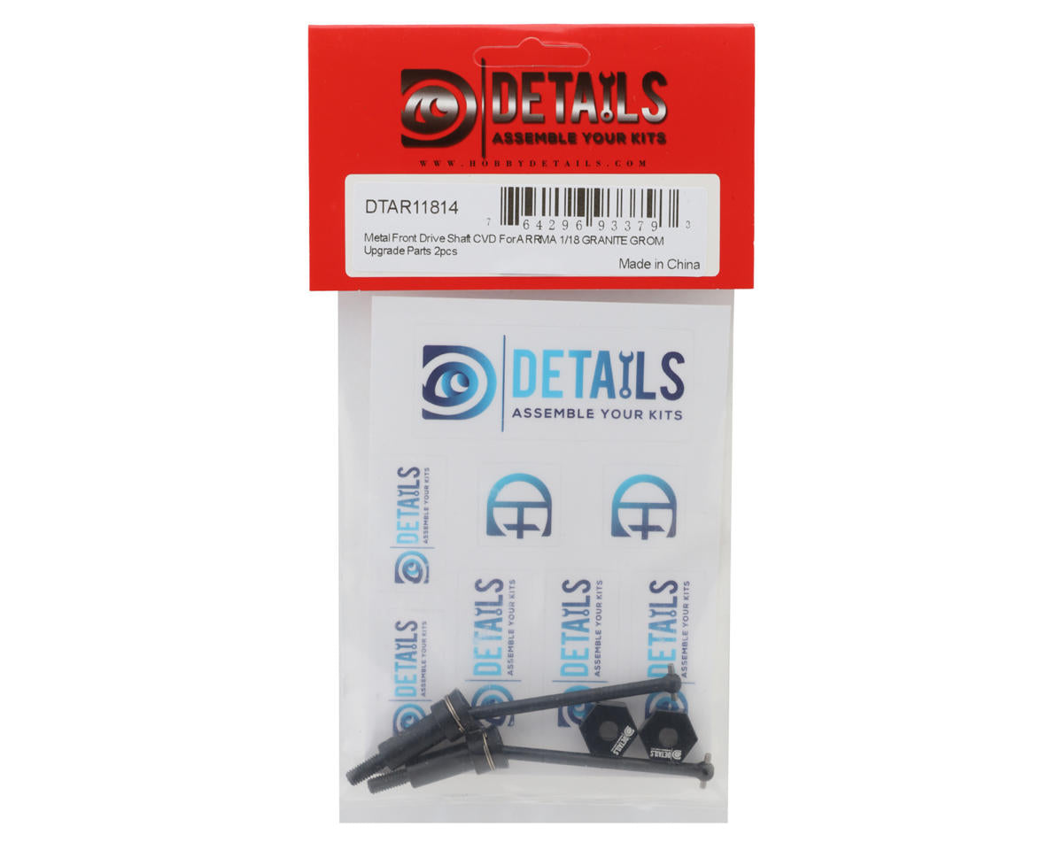 Hobby Details Arrma® Granite™ Grom Front Metal CVD Driveshaft Set (2)