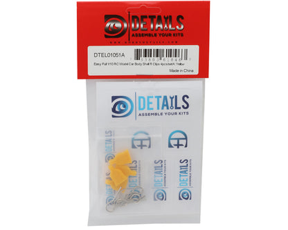 Hobby Details Easy Pull 1/10 RC Body Clips (Yellow) (4)