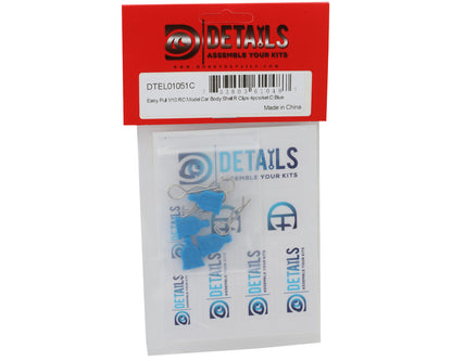 Hobby Details Easy Pull 1/10 RC Body Clips (Blue) (4)