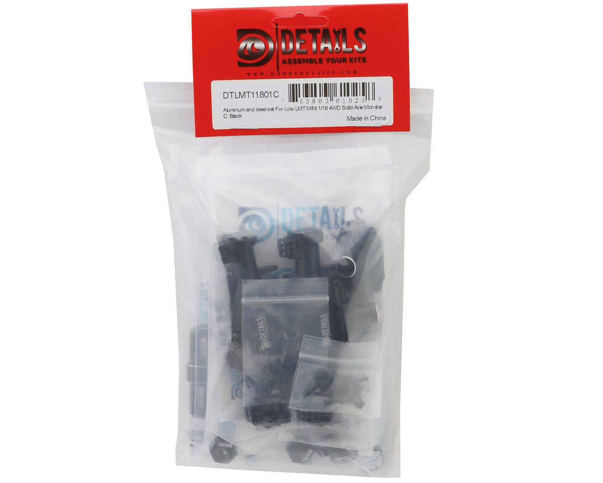 Hobby Details Losi Mini LMT Aluminum & Steel Upgrade Combo Set (Black)