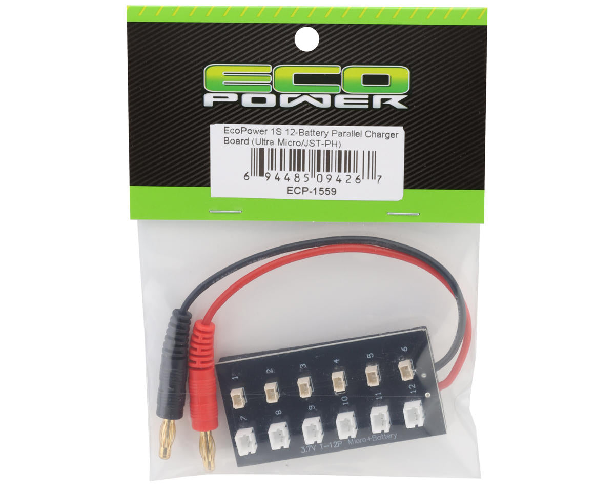EcoPower 1S 12-Battery Parallel Charger Board (Ultra Micro Molex/PH 2.0)