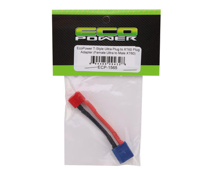 EcoPower T-Style Ultra Plug to XT60 Plug Adapter (Female T-Style to Male XT60)