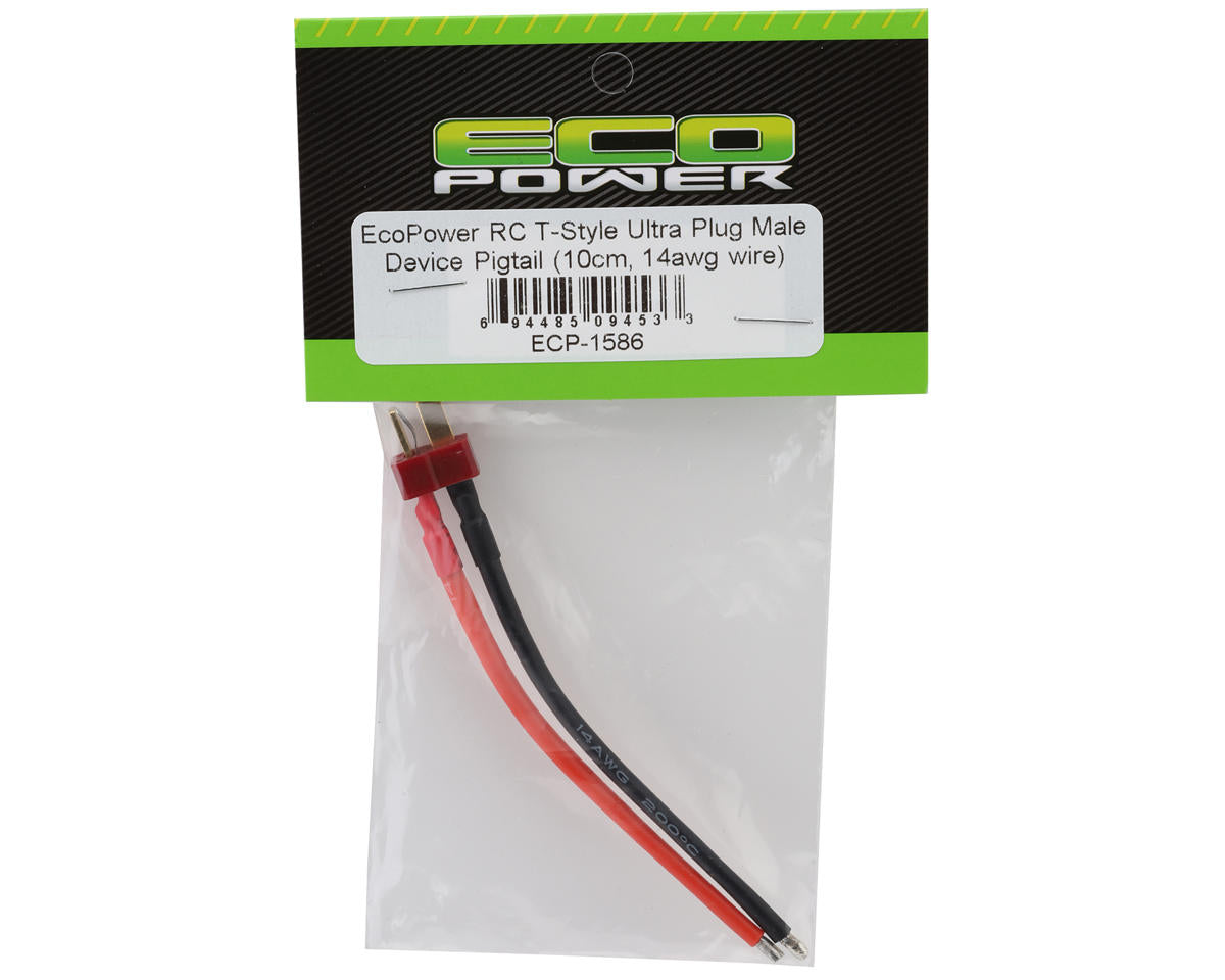 EcoPower "TruCurrent" T-Style Ultra Plug Pre-Wired Pigtail (Male) (10cm) (14AWG)