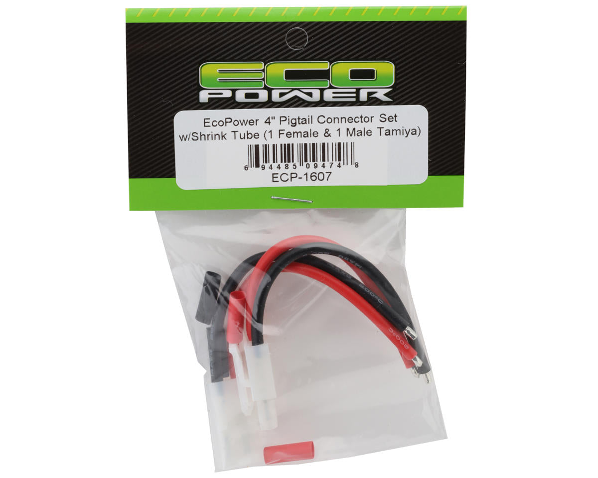 EcoPower Tamiya Pre-Wired Pigtail Connectors (2) (Female/Male)
