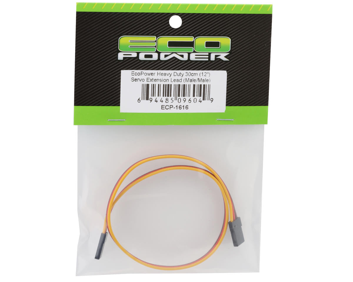 EcoPower Heavy Duty 30cm Servo Extension Lead (Male/Male) (12")