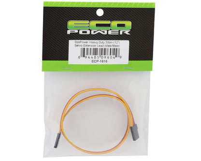 EcoPower Heavy Duty 30cm Servo Extension Lead (Male/Male) (12")