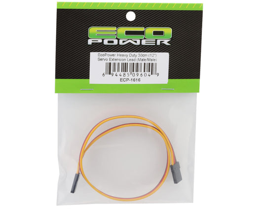EcoPower Heavy Duty 30cm Servo Extension Lead (Male/Male) (12")