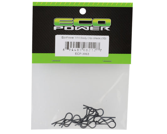 EcoPower 1/10 Body Clips (Black) (10)