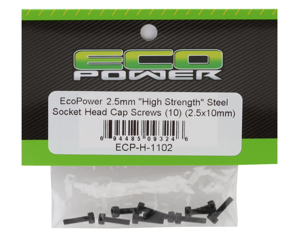 EcoPower 2.5mm "High Strength" Steel Socket Head Cap Screws (10) (2.5x10mm)