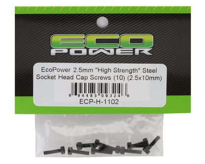 EcoPower 2.5mm "High Strength" Steel Socket Head Cap Screws (10) (2.5x10mm)