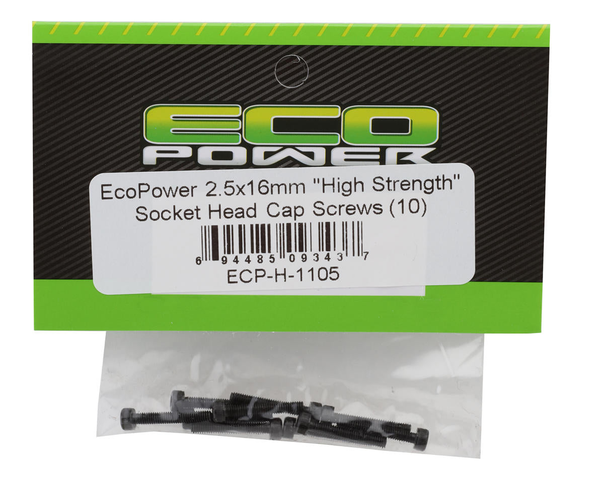 EcoPower 2.5mm "High Strength" Steel Socket Head Cap Screws (10) (2.5x16mm)