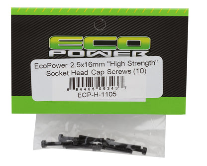 EcoPower 2.5mm "High Strength" Steel Socket Head Cap Screws (10) (2.5x16mm)