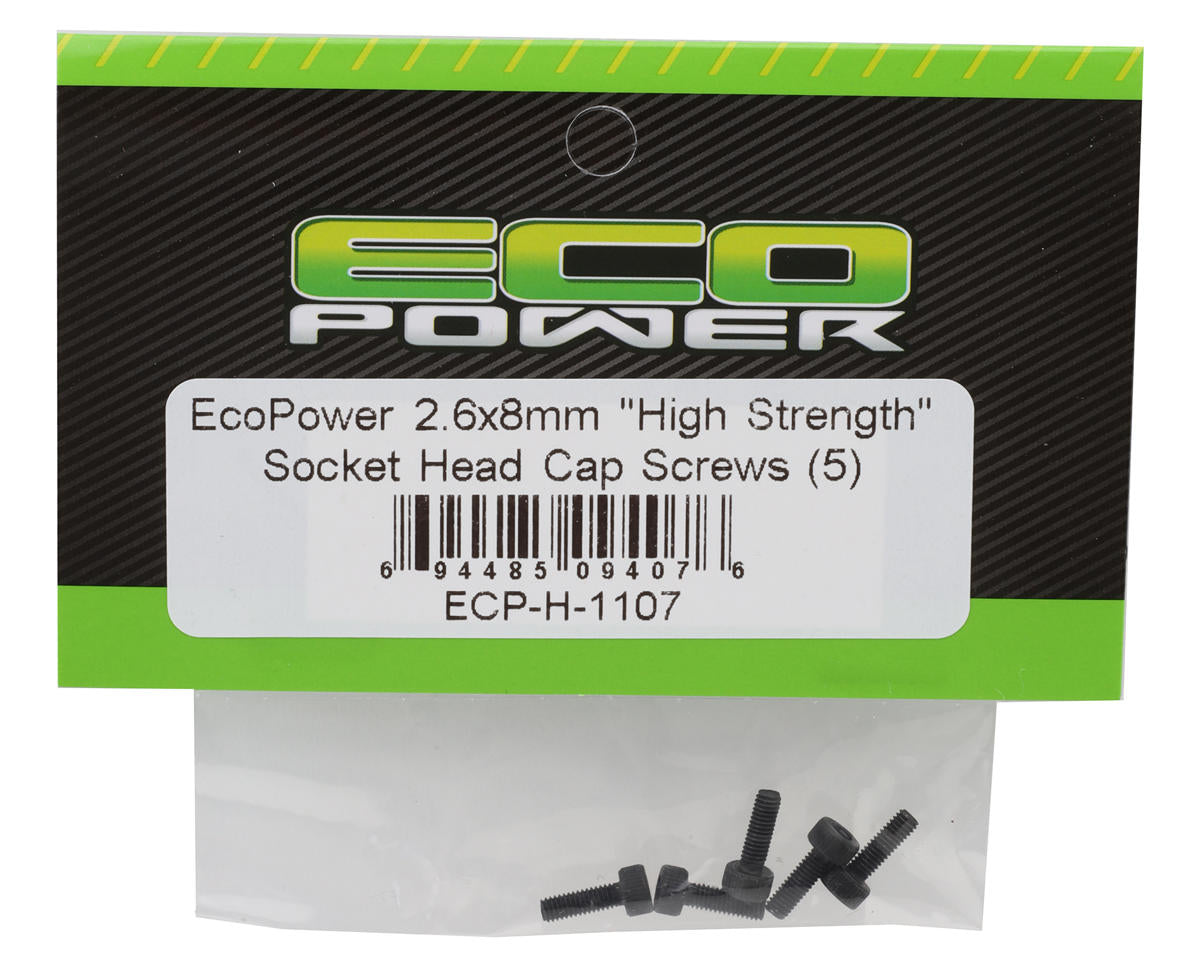 EcoPower 2.6mm "High Strength" Steel Socket Head Cap Screws (5) (2.6x8mm)
