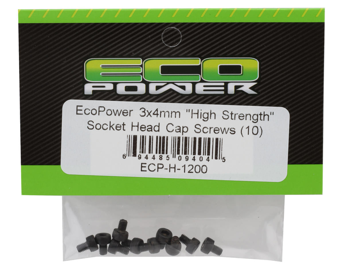EcoPower 3mm "High Strength" Steel Socket Head Cap Screws (10) (3x4mm)