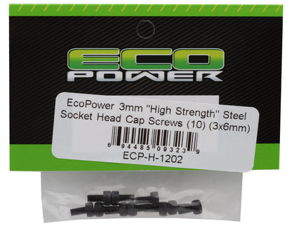 EcoPower 3mm "High Strength" Steel Socket Head Cap Screws (10) (3x6mm)
