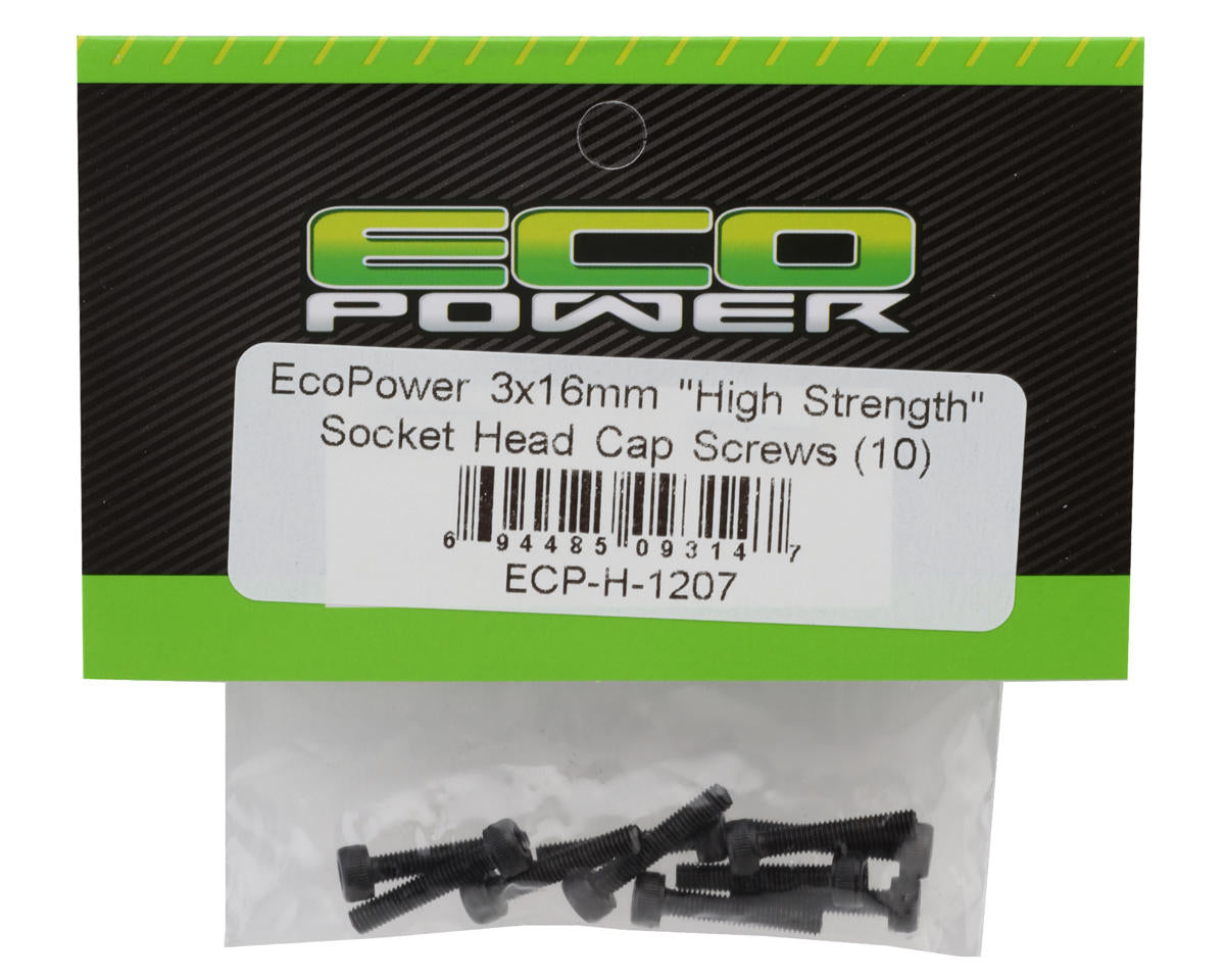 EcoPower 3mm "High Strength" Steel Socket Head Cap Screws (10) (3x16mm)