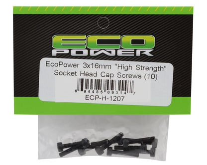 EcoPower 3mm "High Strength" Steel Socket Head Cap Screws (10) (3x16mm)