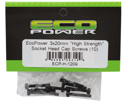 EcoPower 3mm "High Strength" Steel Socket Head Cap Screws (10) (3x20mm)