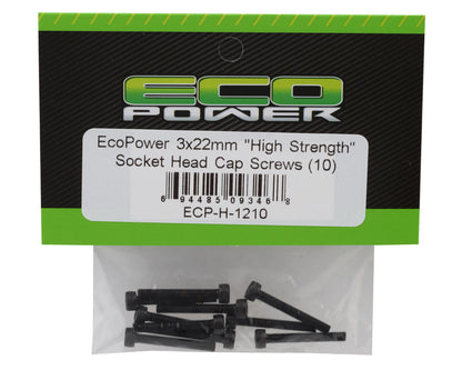 EcoPower 3mm "High Strength" Steel Socket Head Cap Screws (10) (3x22mm)