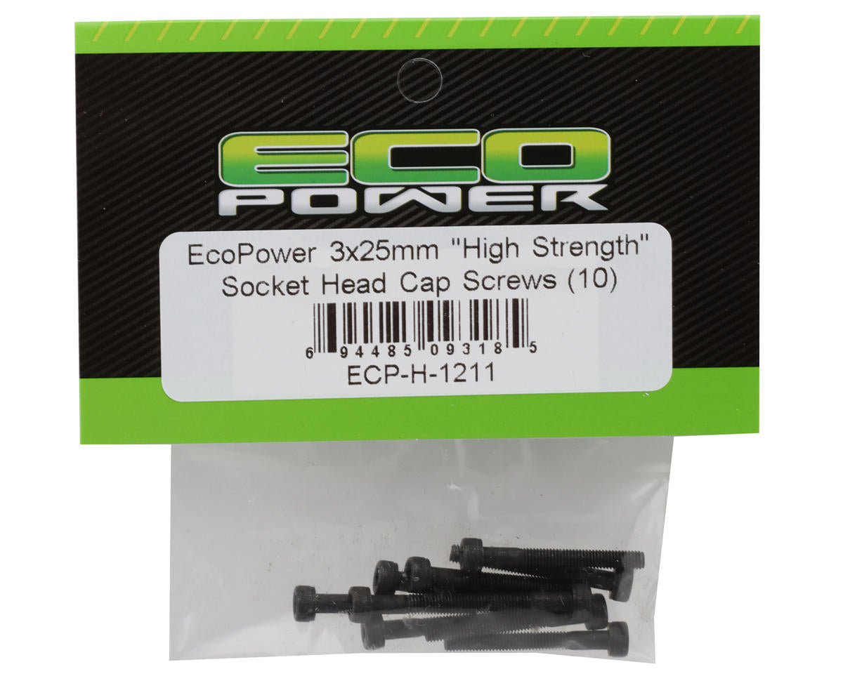 EcoPower 3mm "High Strength" Steel Socket Head Cap Screws (10) (3x25mm)