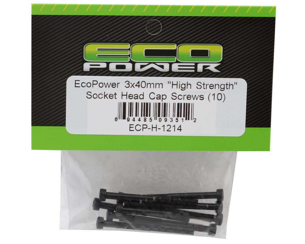 EcoPower 3mm "High Strength" Steel Socket Head Cap Screws (10) (3x40mm)