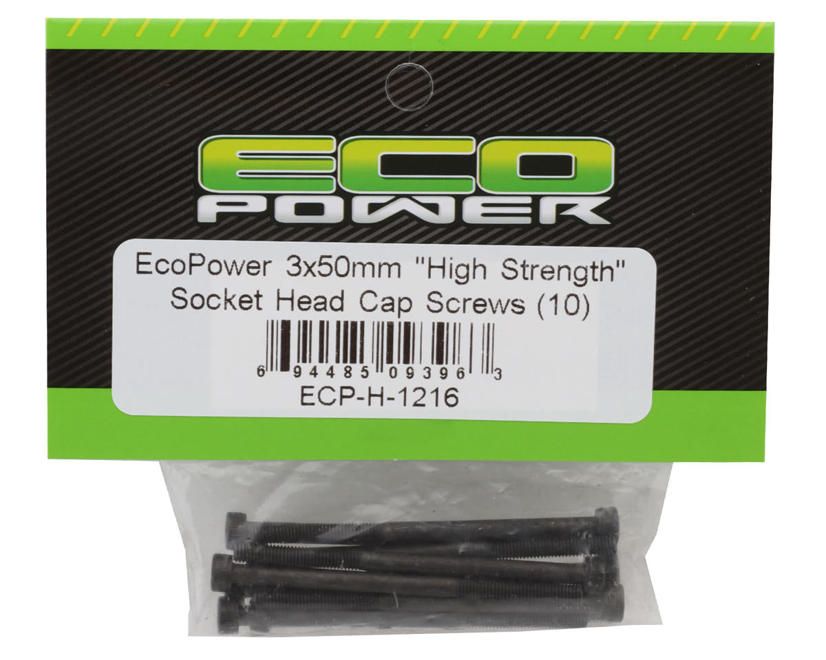 EcoPower 3mm "High Strength" Steel Socket Head Cap Screws (10) (3x50mm)