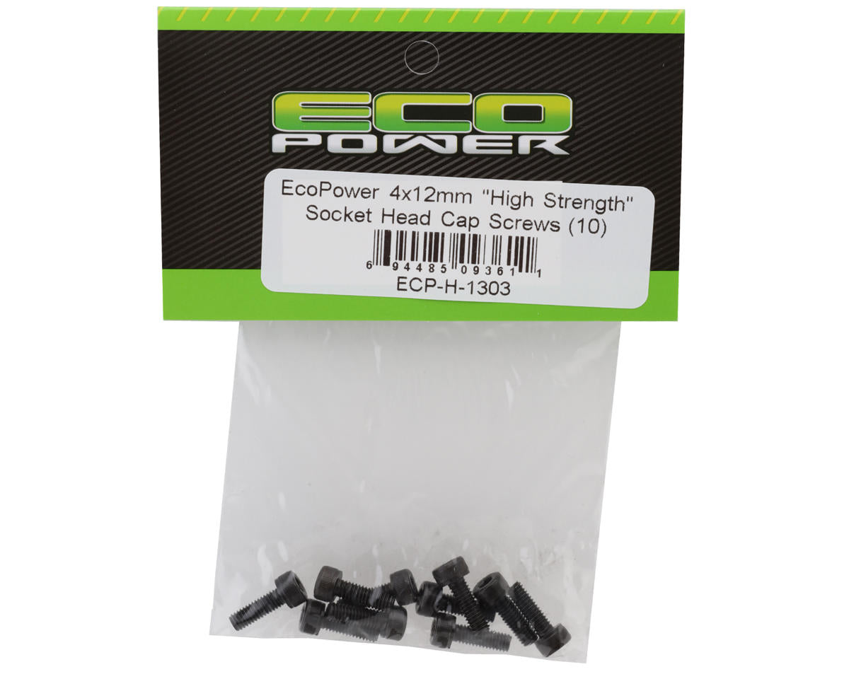 EcoPower 4mm "High Strength" Steel Socket Head Cap Screws (10) (4x12mm)