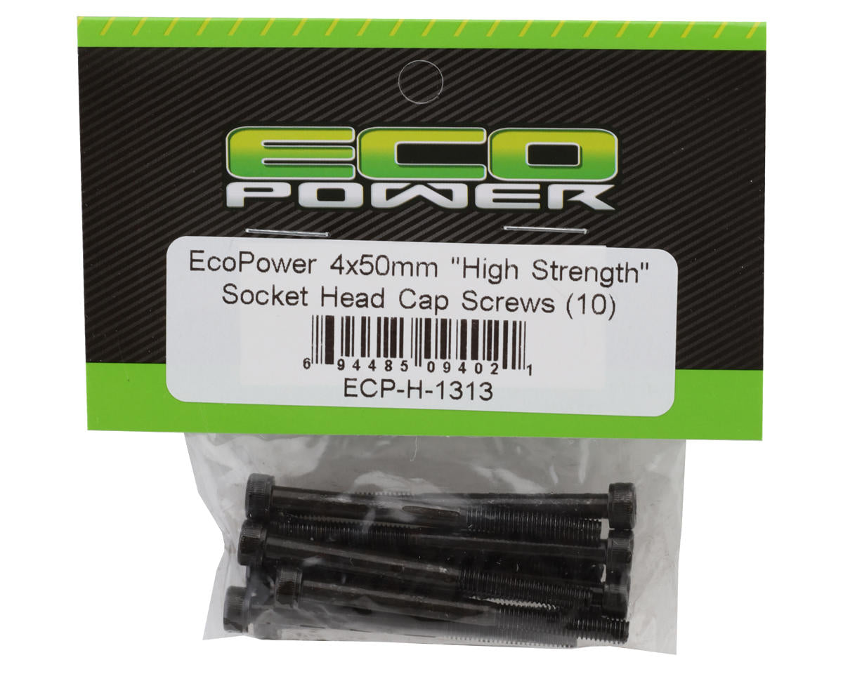 EcoPower 4mm "High Strength" Steel Socket Head Cap Screws (10) (4x50mm)