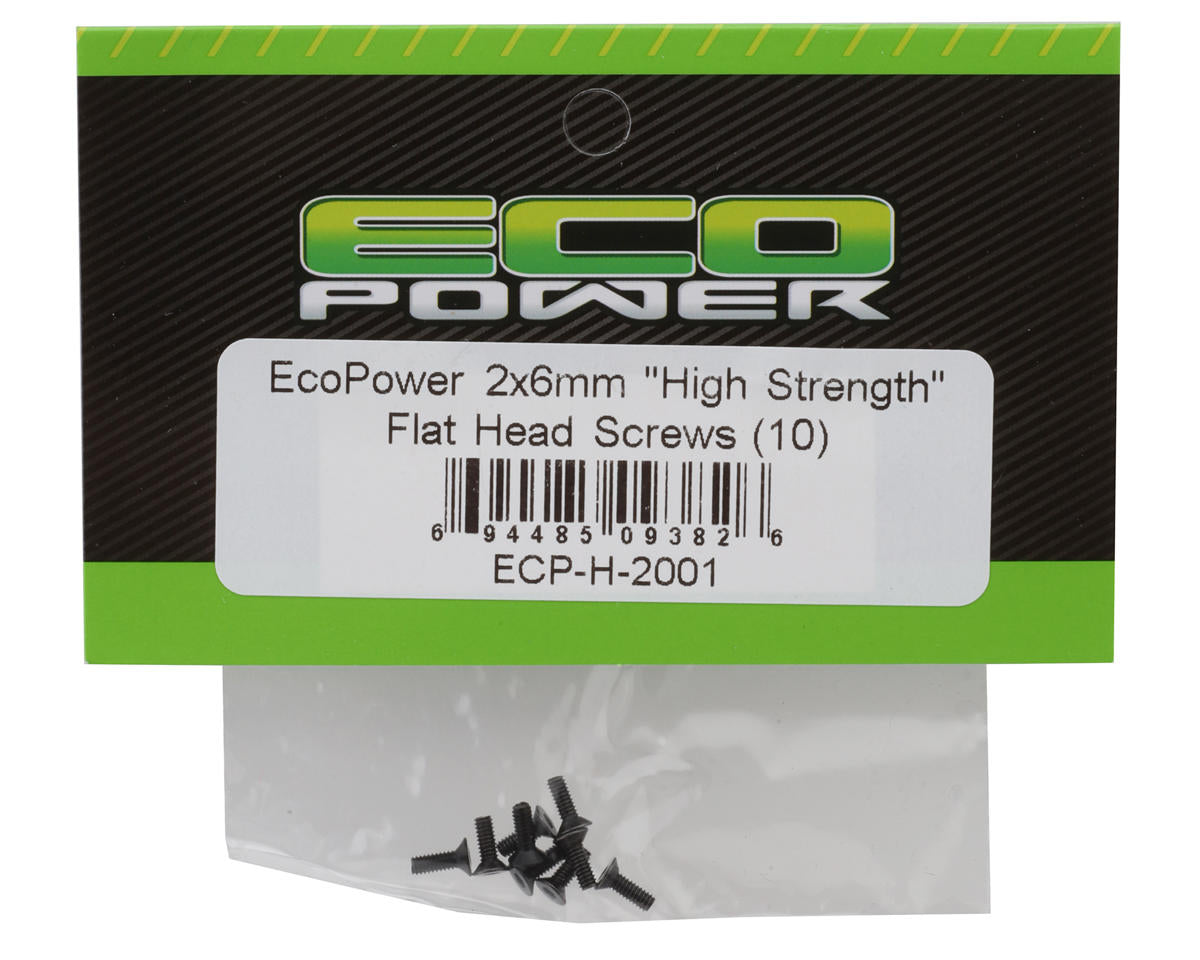 EcoPower 2mm "High Strength" Steel Flat Head Screws (10) (2x6mm)