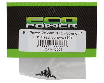 EcoPower 2mm "High Strength" Steel Flat Head Screws (10) (2x6mm)