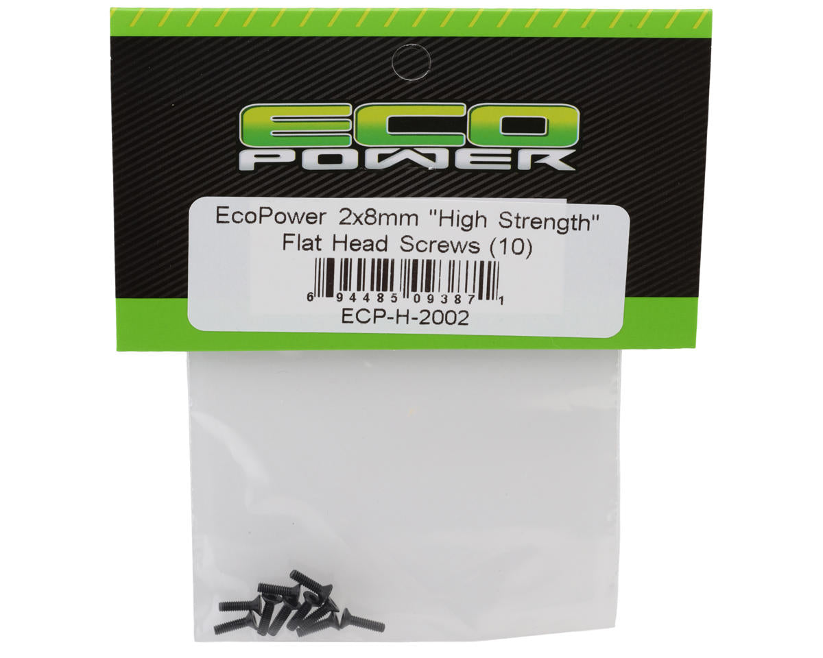 EcoPower 2mm "High Strength" Steel Flat Head Screws (10) (2x8mm)