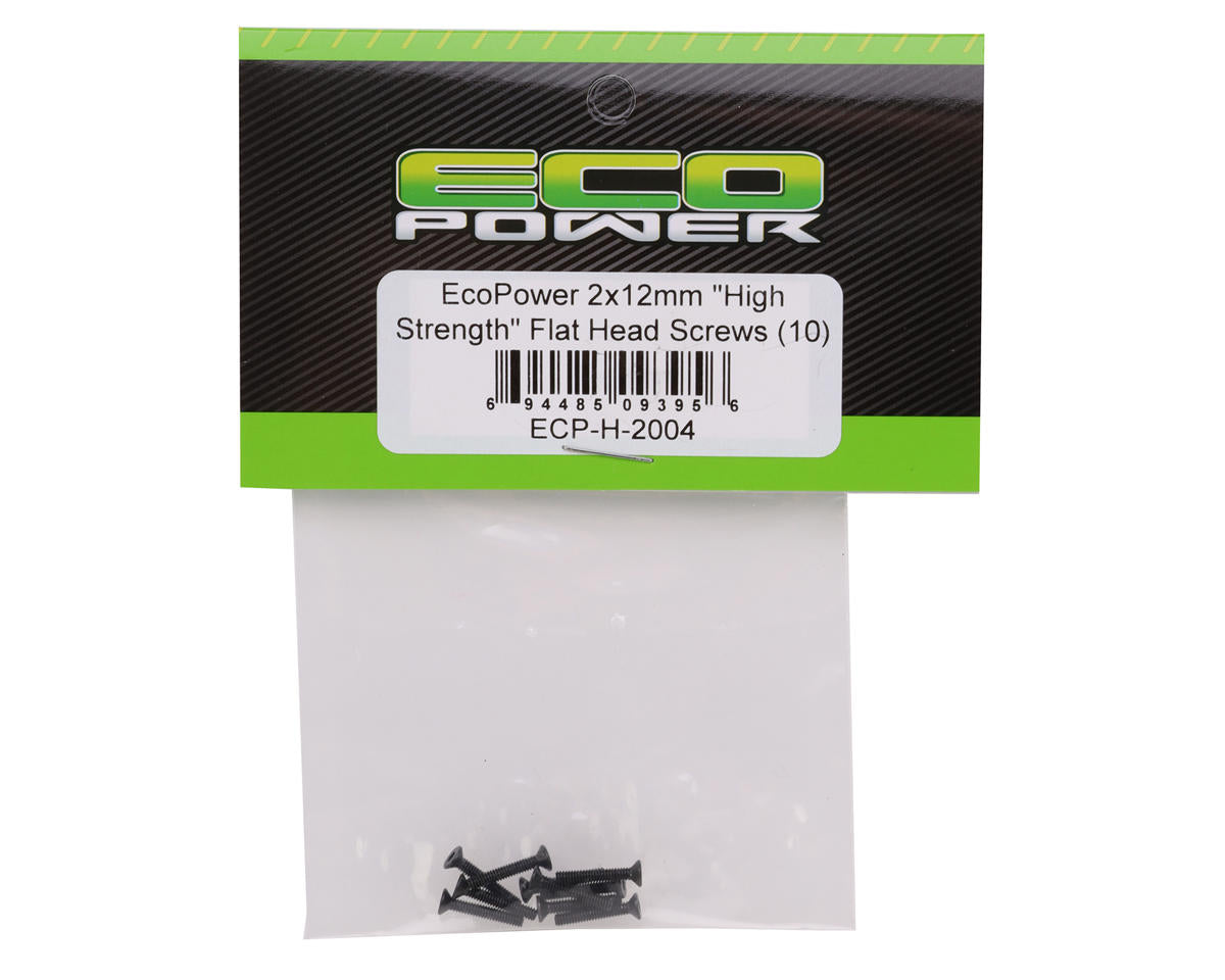 EcoPower 2mm "High Strength" Steel Flat Head Screws (10) (2x12mm)