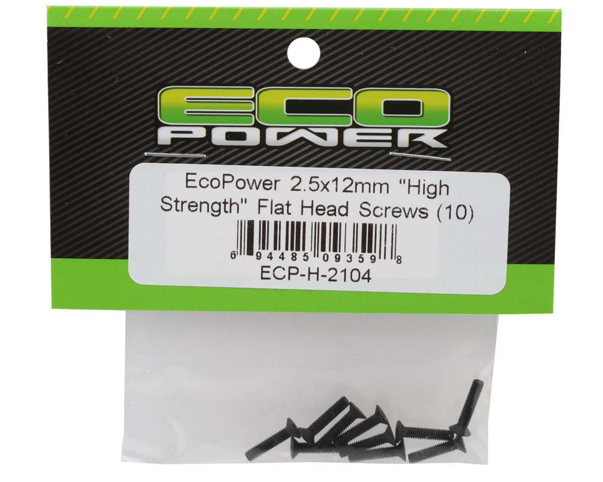 EcoPower 2.5mm "High Strength" Steel Flat Head Screws (10) (2.5x12mm)