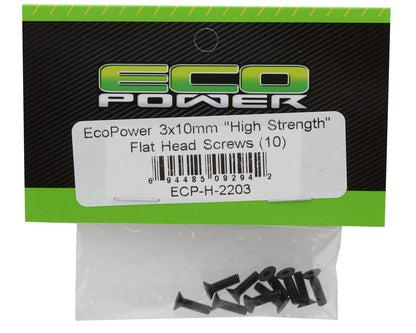 EcoPower 3mm "High Strength" Steel Flat Head Screws (10) (3x10mm)