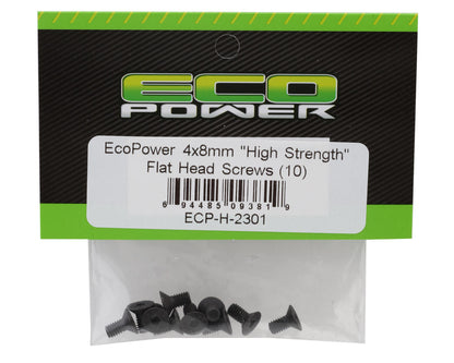 EcoPower 4mm "High Strength" Steel Flat Head Screws (10) (4x8mm)