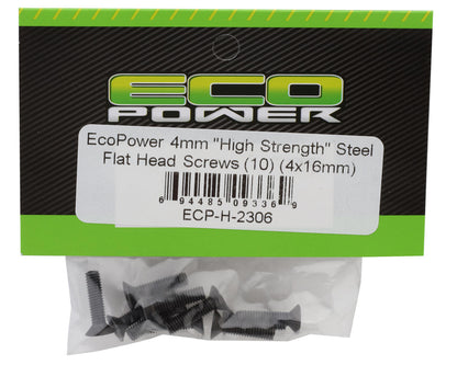 EcoPower 4mm "High Strength" Steel Flat Head Screws (10) (4x16mm)