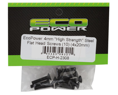 EcoPower 4mm "High Strength" Steel Flat Head Screws (10) (4x20mm)