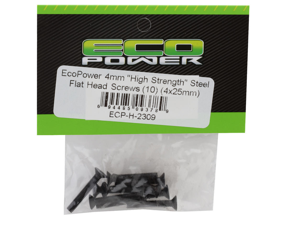 EcoPower 4mm "High Strength" Steel Flat Head Screws (10) (4x25mm)