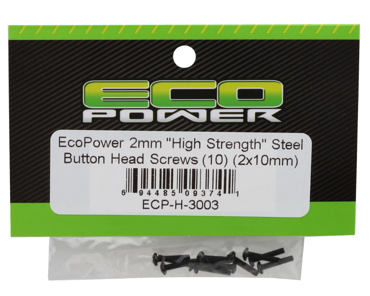 EcoPower 2mm "High Strength" Steel Button Head Screws (10) (2x10mm)