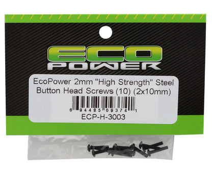EcoPower 2mm "High Strength" Steel Button Head Screws (10) (2x10mm)