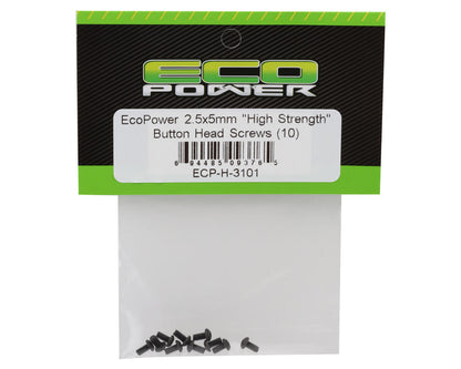 EcoPower 2.5mm "High Strength" Steel Button Head Screws (10) (2.5x5mm)