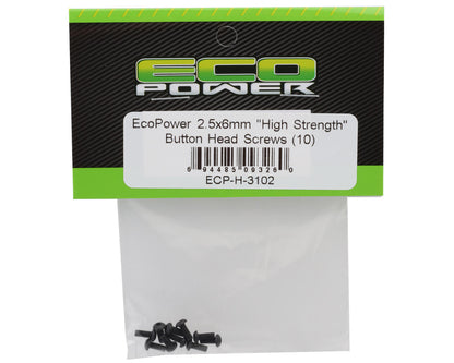 EcoPower 2.5mm "High Strength" Steel Button Head Screws (10) (2.5x6mm)