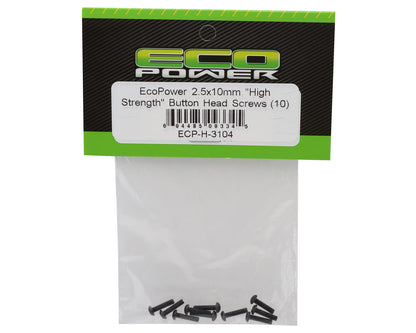 EcoPower 2.5mm "High Strength" Steel Button Head Screws (10) (2.5x10mm)