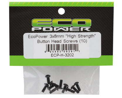 EcoPower 3mm "High Strength" Steel Button Head Screws (10) (3x8mm)