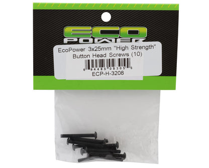 EcoPower 3mm "High Strength" Steel Button Head Screws (10) (3x25mm)