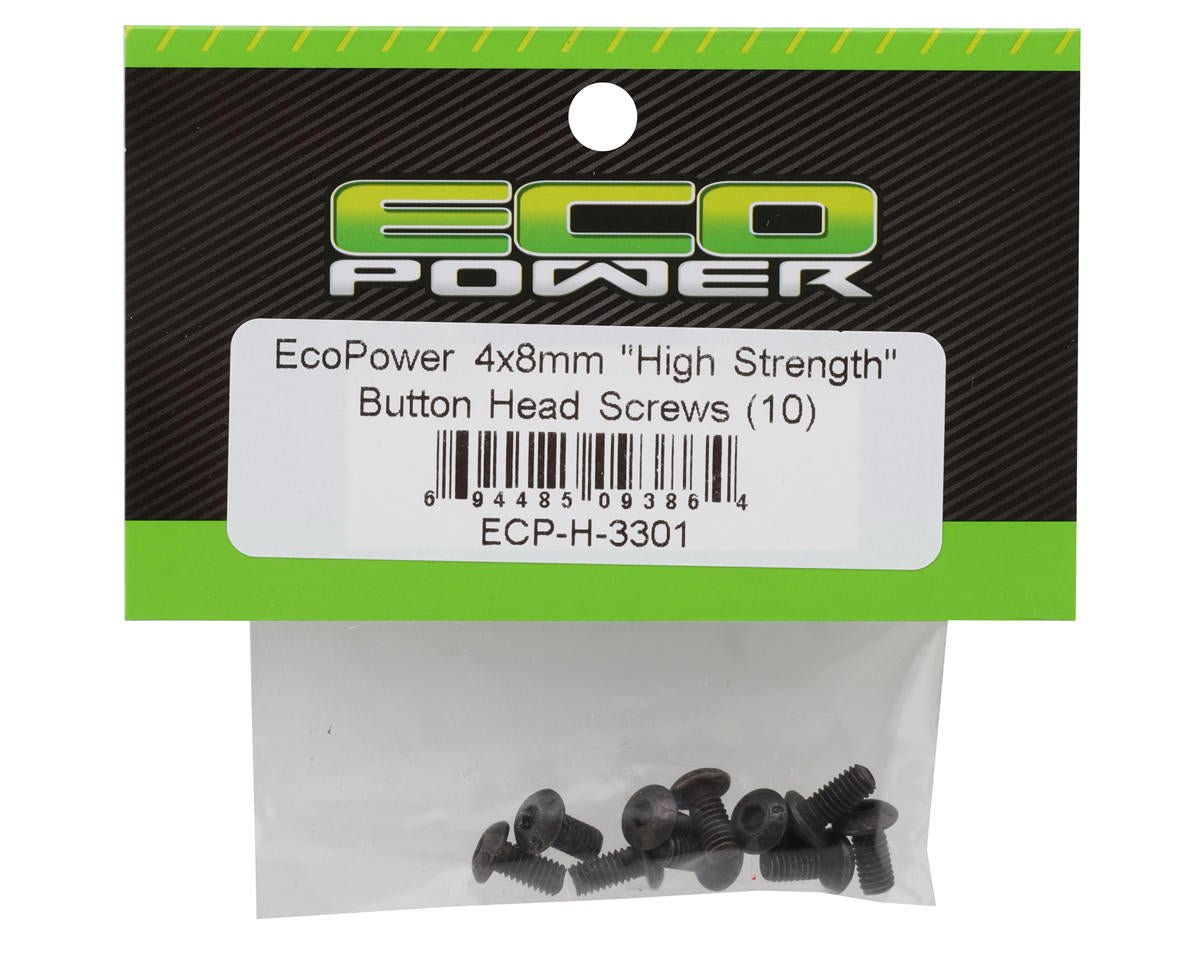 EcoPower 4mm "High Strength" Steel Button Head Screws (10) (4x8mm)