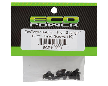 EcoPower 4mm "High Strength" Steel Button Head Screws (10) (4x8mm)